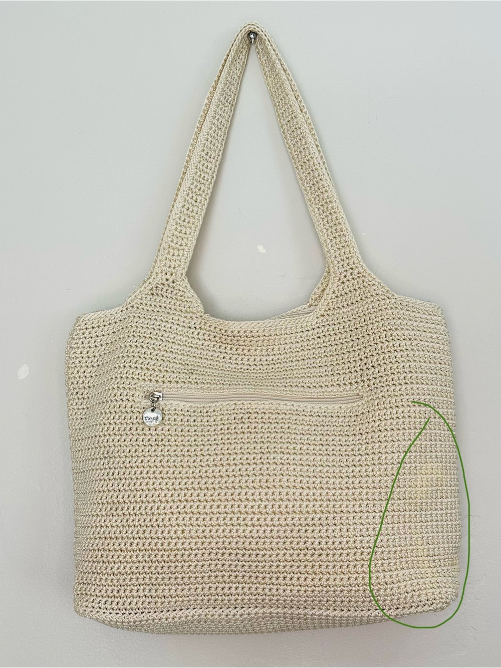The Sak Handmade Beige Crochet Tote with Pineapple & Floral Appliqué - Picture 5 of 11